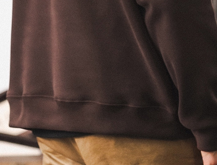 Quarter-Zip Fleece 500 GSM Jacket With Pockets in Coffee Brown