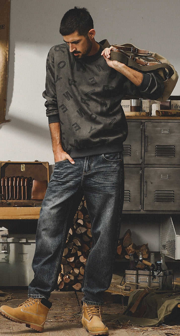 Urban Graphic Print Sweatshirt in Dark Gray