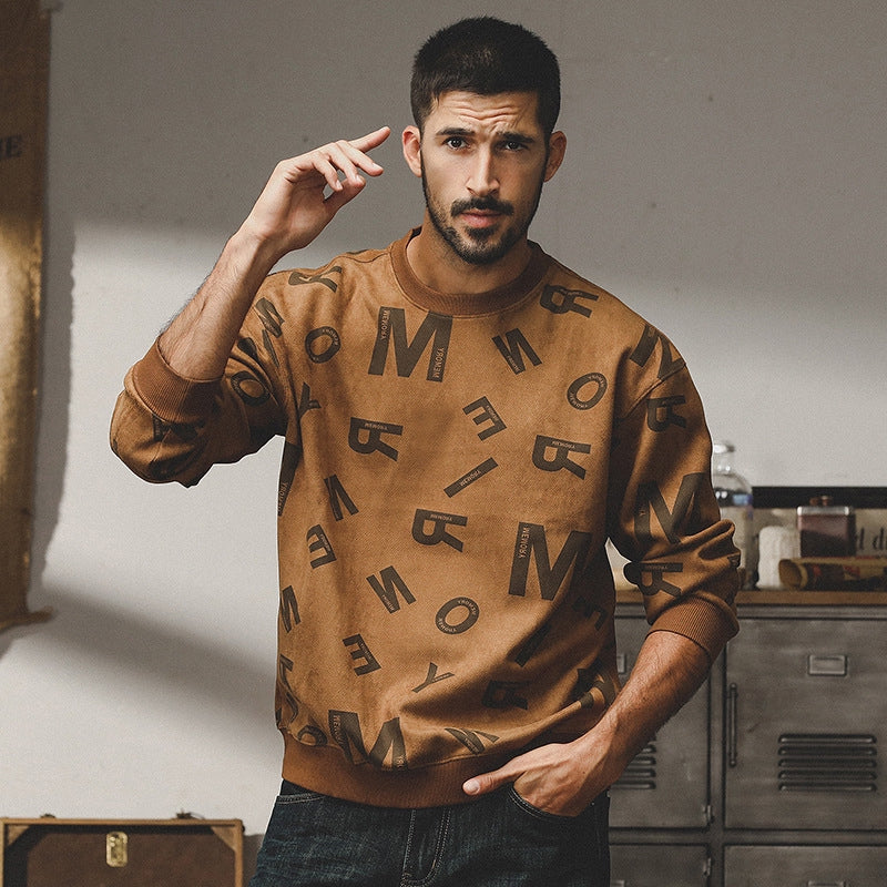 Urban Graphic Print Sweatshirt in Khaki