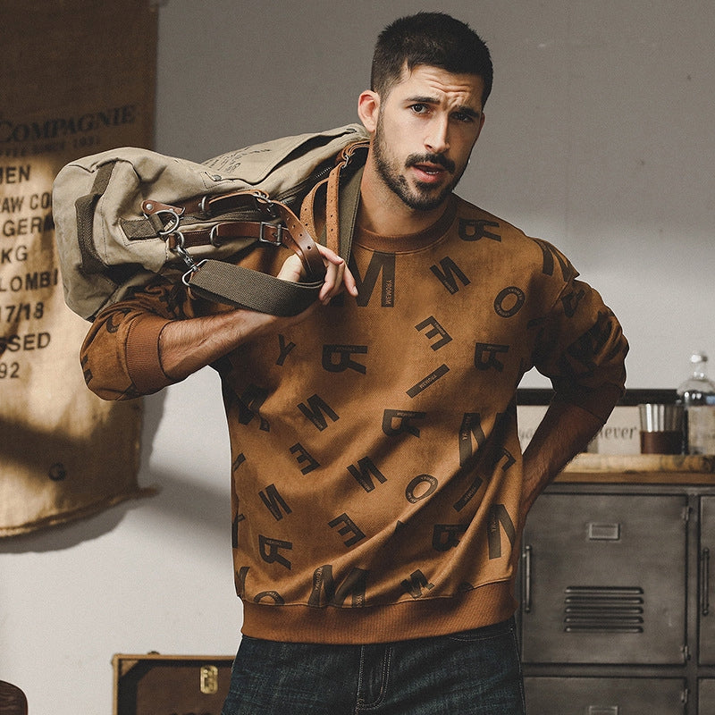 Urban Graphic Print Sweatshirt in Khaki