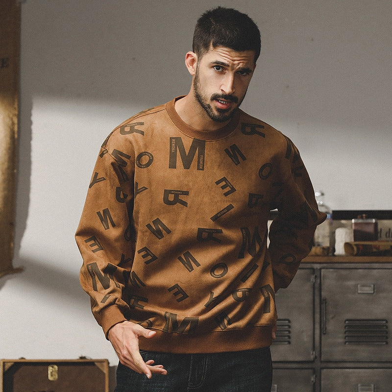 Urban Graphic Print Sweatshirt in Khaki