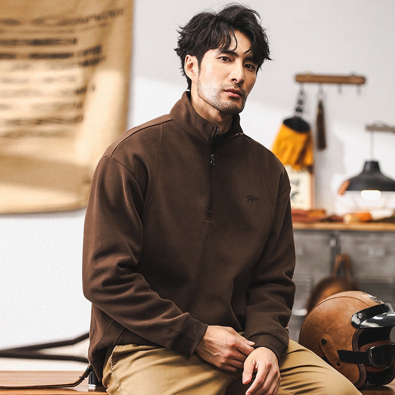 Half-Zip Fleece 380 GSM Jacket in Brown
