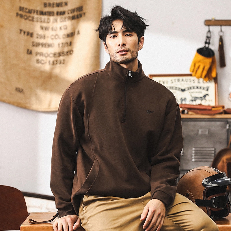 Half-Zip Fleece 380 GSM Jacket in Brown