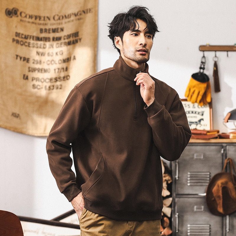 Half-Zip Fleece 380 GSM Jacket in Brown
