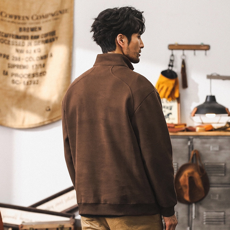 Half-Zip Fleece 380 GSM Jacket in Brown