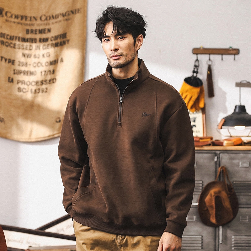 Half-Zip Fleece 380 GSM Jacket in Brown