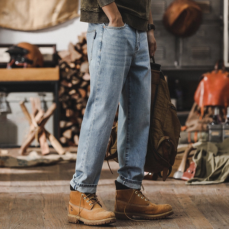 Classic Faded Blue Straight Denim