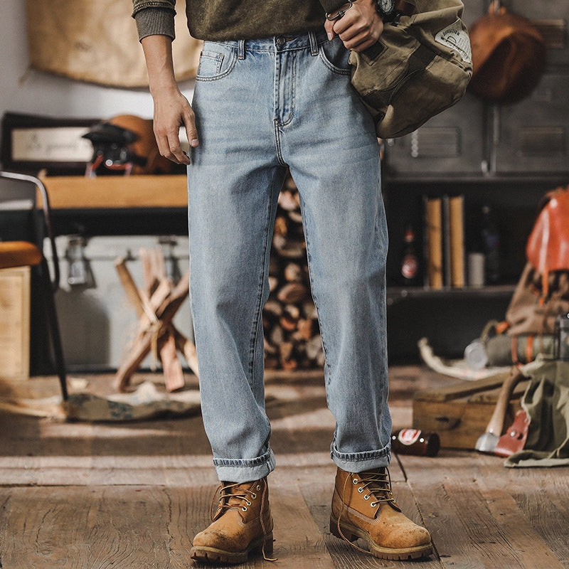 Classic Faded Blue Straight Denim