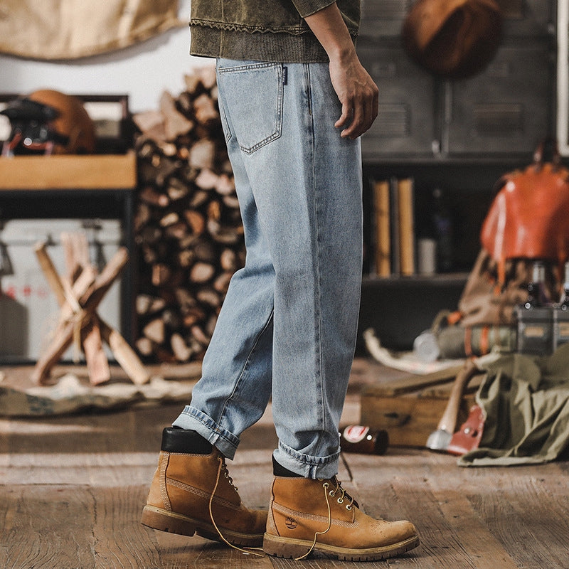 Classic Faded Blue Straight Denim