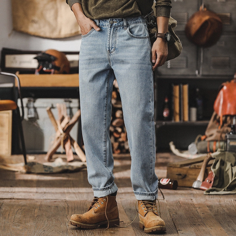 Classic Faded Blue Straight Denim