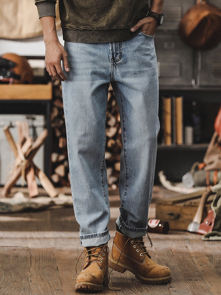 Classic Faded Blue Straight Denim