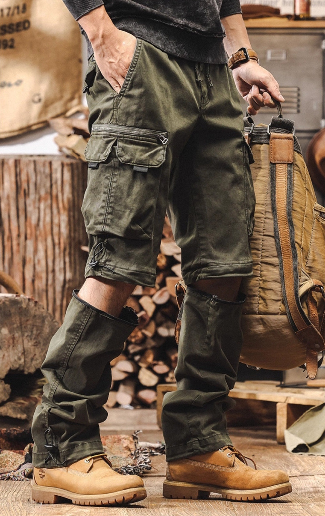 Detachable Cargo Combed Cotton Pants
