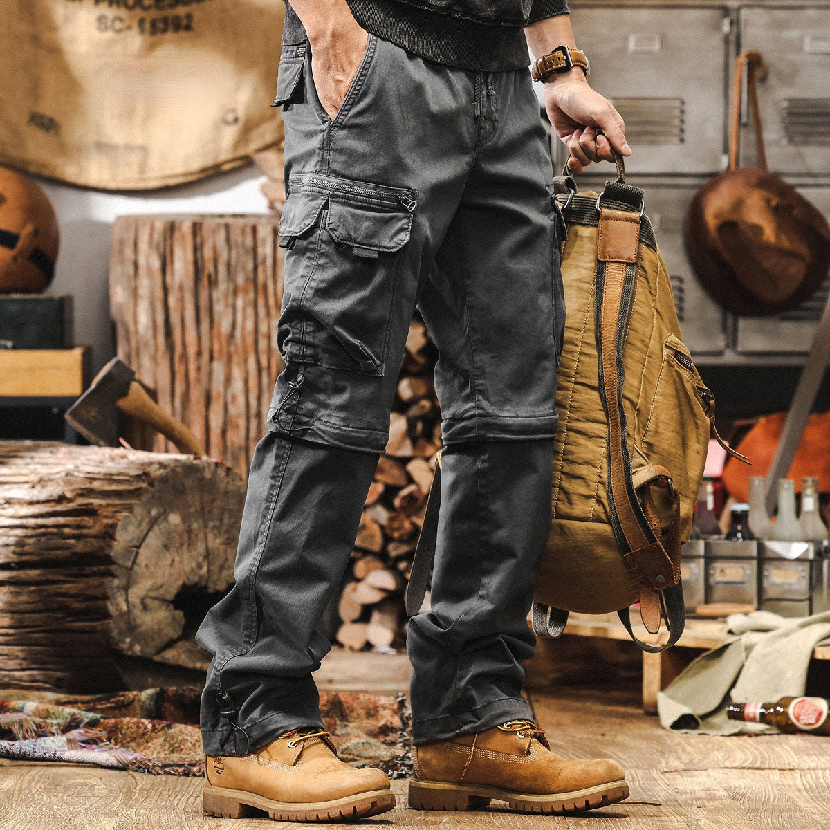 Detachable Cargo Combed Cotton Pants