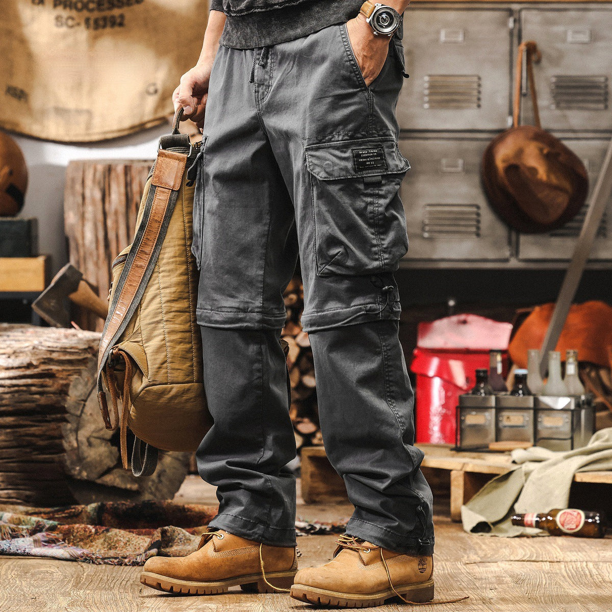 Detachable Cargo Combed Cotton Pants