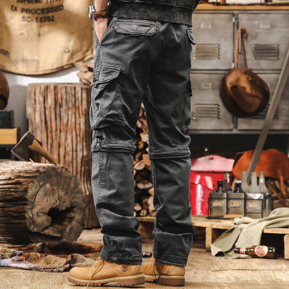 Detachable Cargo Combed Cotton Pants