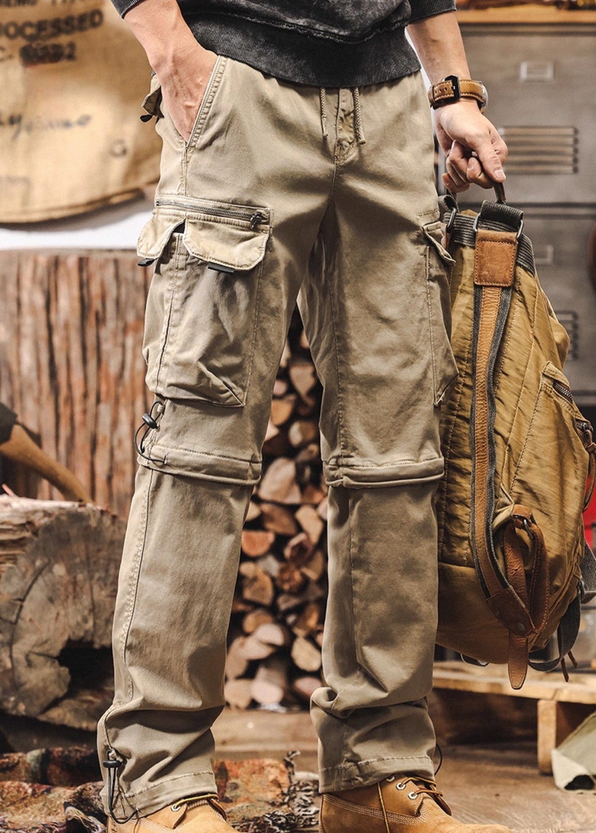 Detachable Cargo Combed Cotton Pants