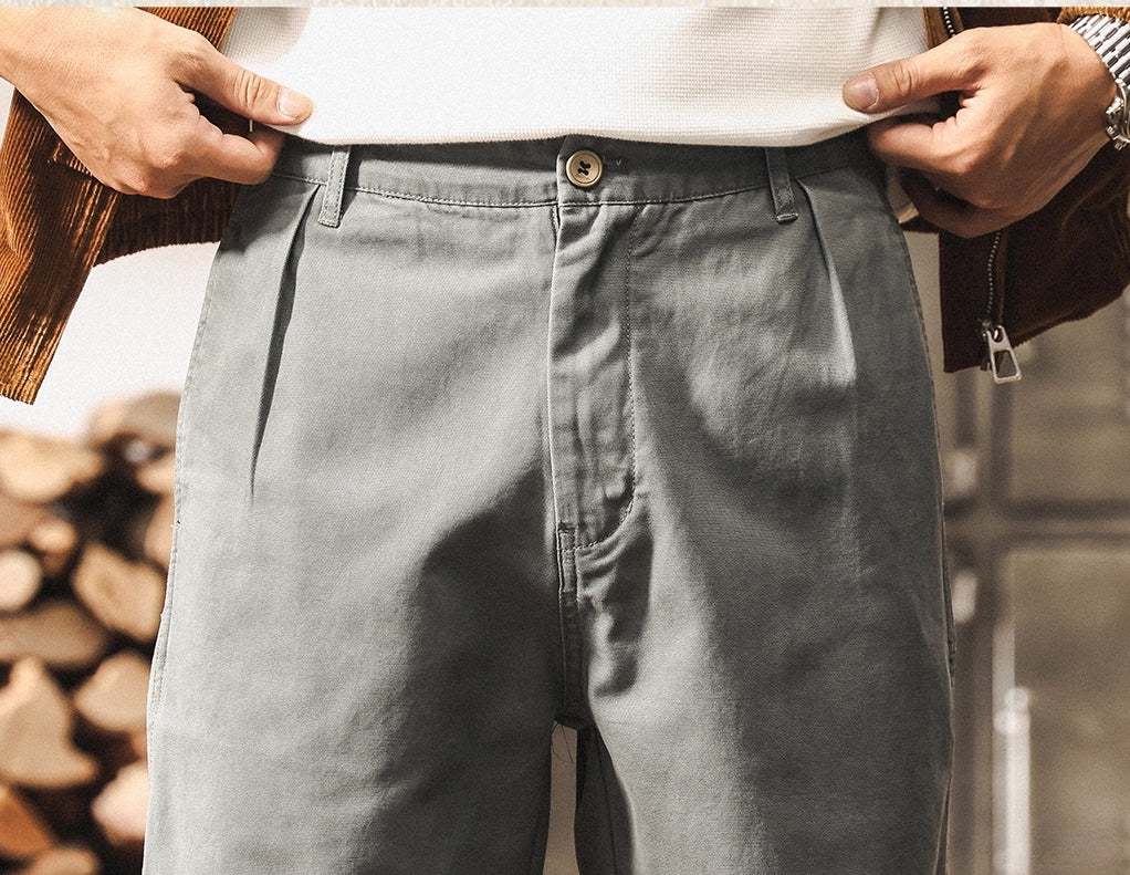Straight Fit Twill Trousers