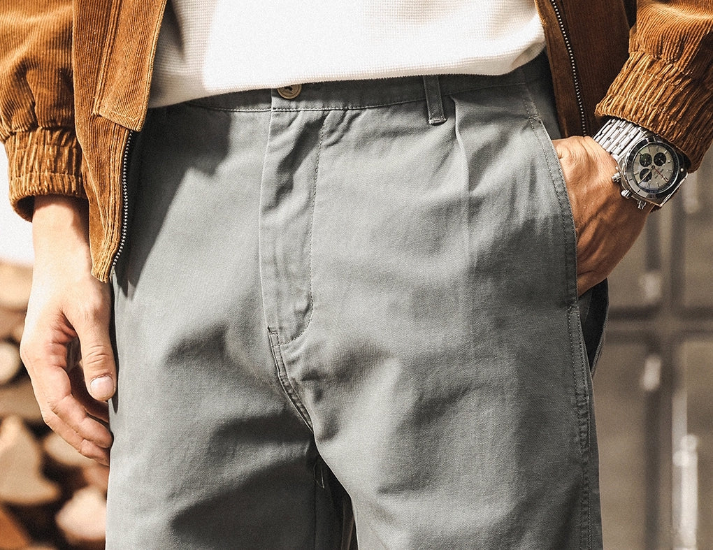 Straight Fit Twill Trousers