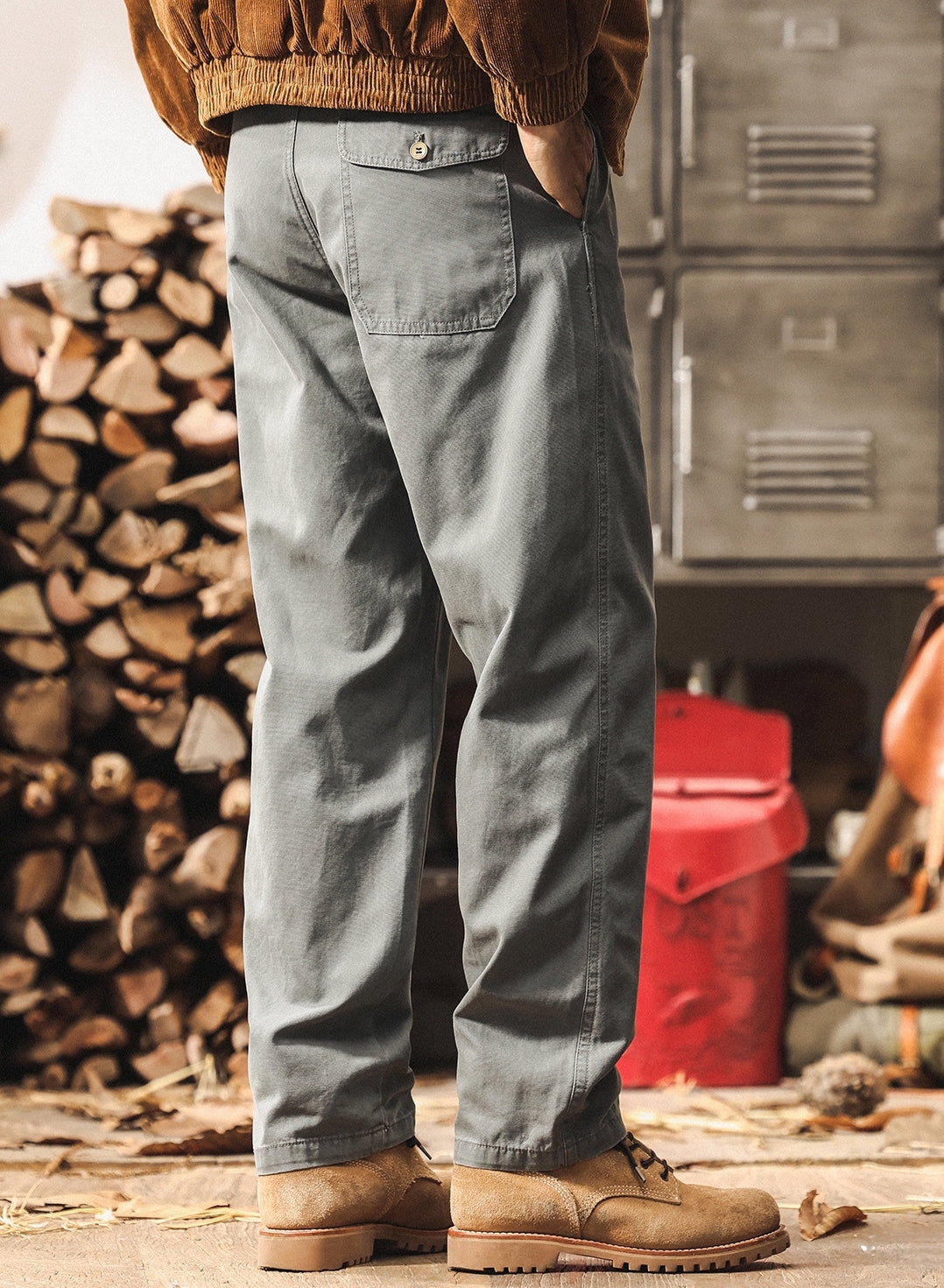 Straight Fit Twill Trousers