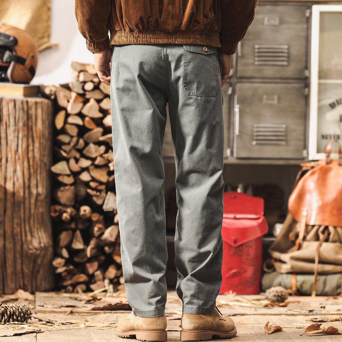 Straight Fit Twill Trousers