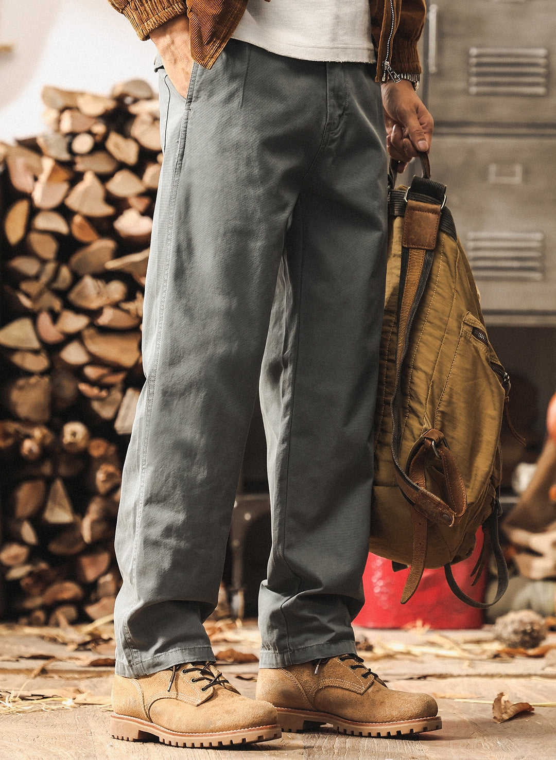 Straight Fit Twill Trousers