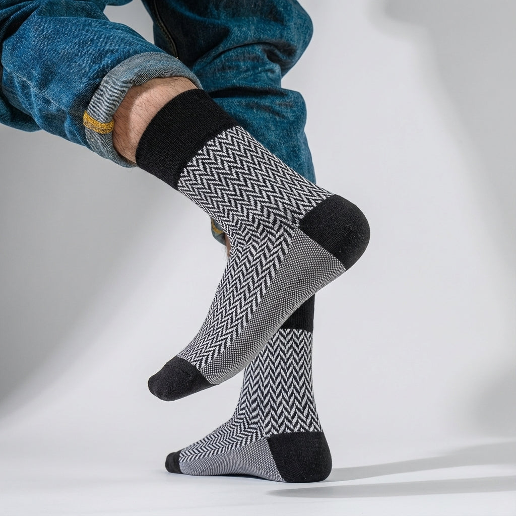 80% Cotton Jacquard Weave Triangle Socks