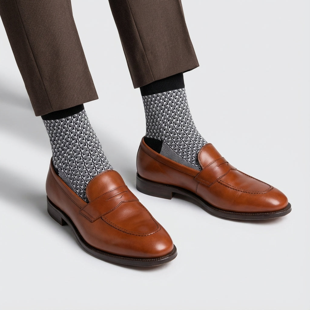 80% Cotton Jacquard Weave Herringbone Socks