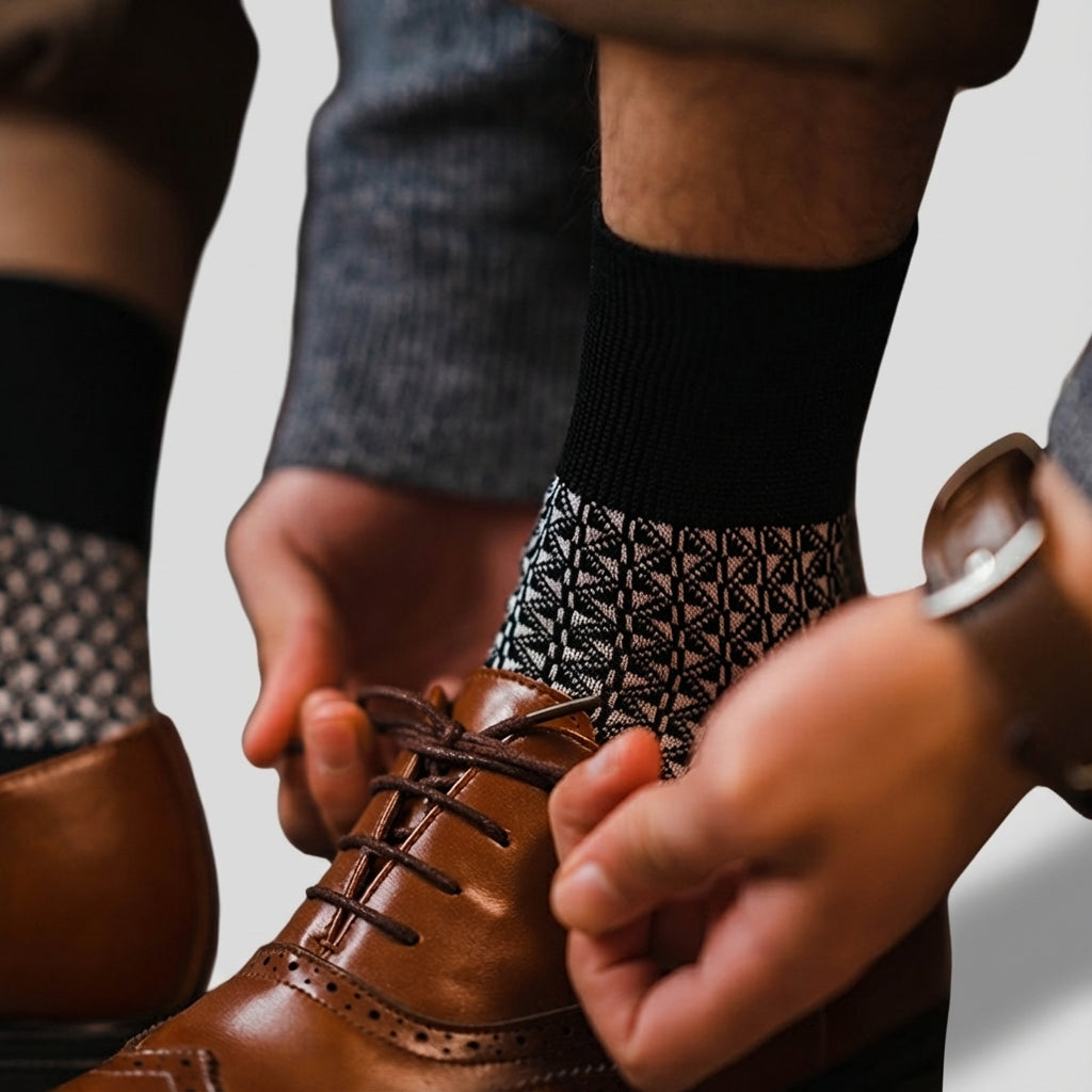 80% Cotton Jacquard Weave Herringbone Socks