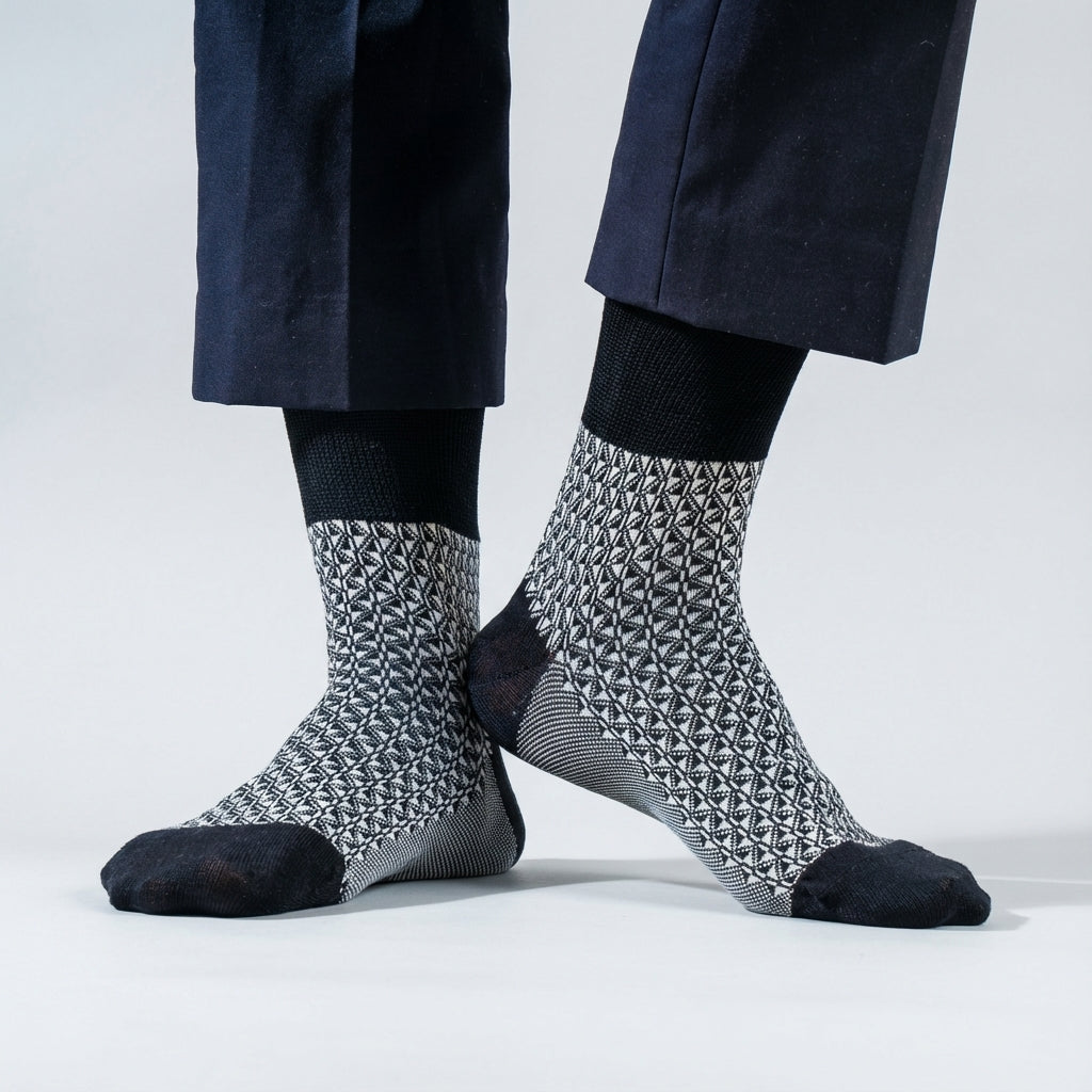 80% Cotton Jacquard Weave Herringbone Socks