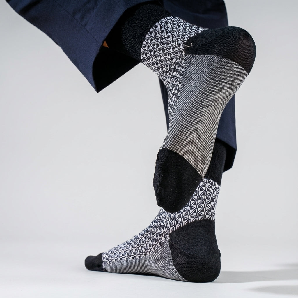 80% Cotton Jacquard Weave Herringbone Socks