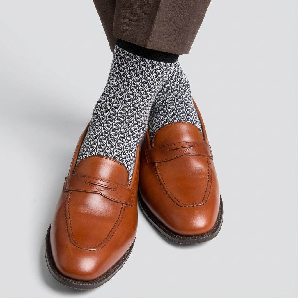 80% Cotton Jacquard Weave Herringbone Socks