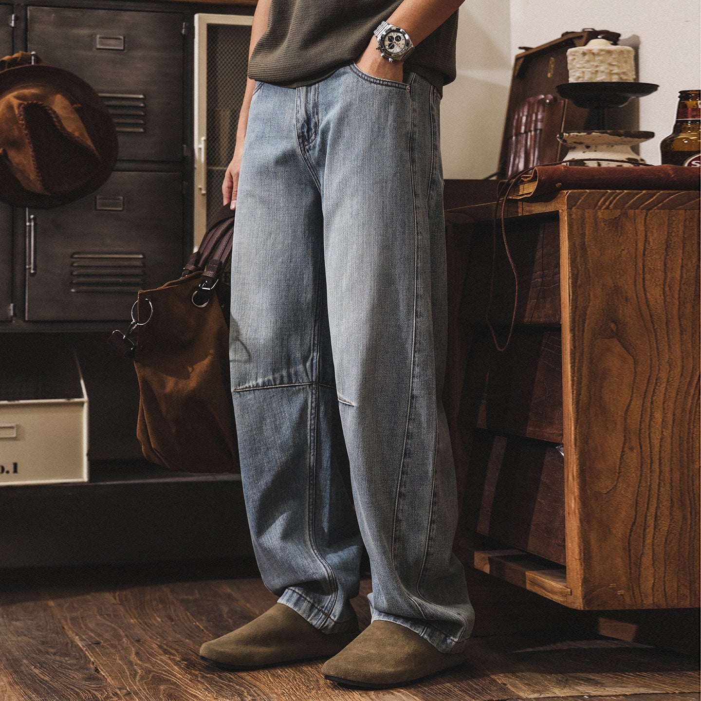 Vintage Wash Jeans in Ash Blue