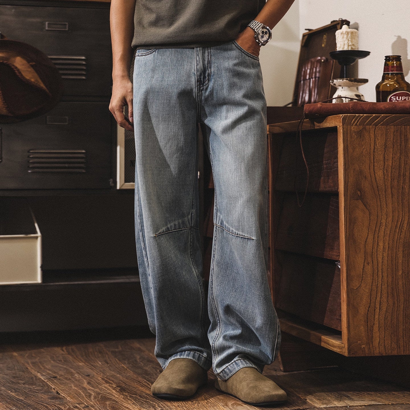 Vintage Wash Jeans in Ash Blue