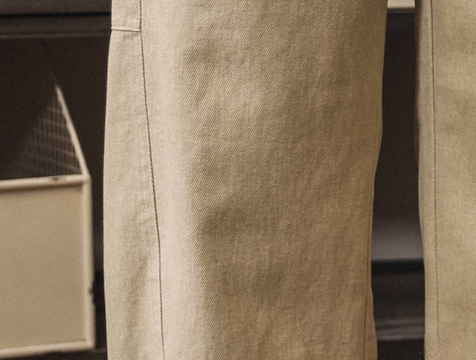 Retro Cargo Wide Leg Denim Pants - LIGHTKHAKI