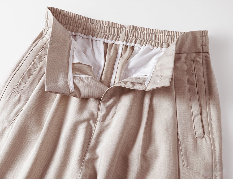 Lyocell Anti Wrinkle Straight Leg Trousers - APRICOT