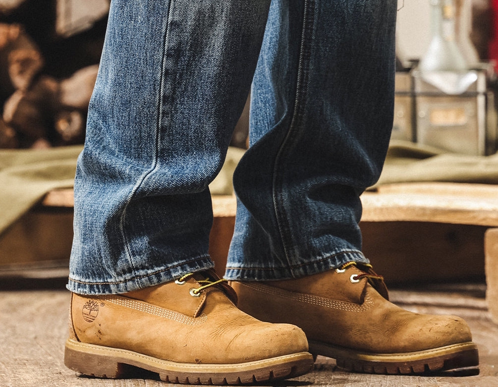 Mid-Wash Distressed Denim - BLUE