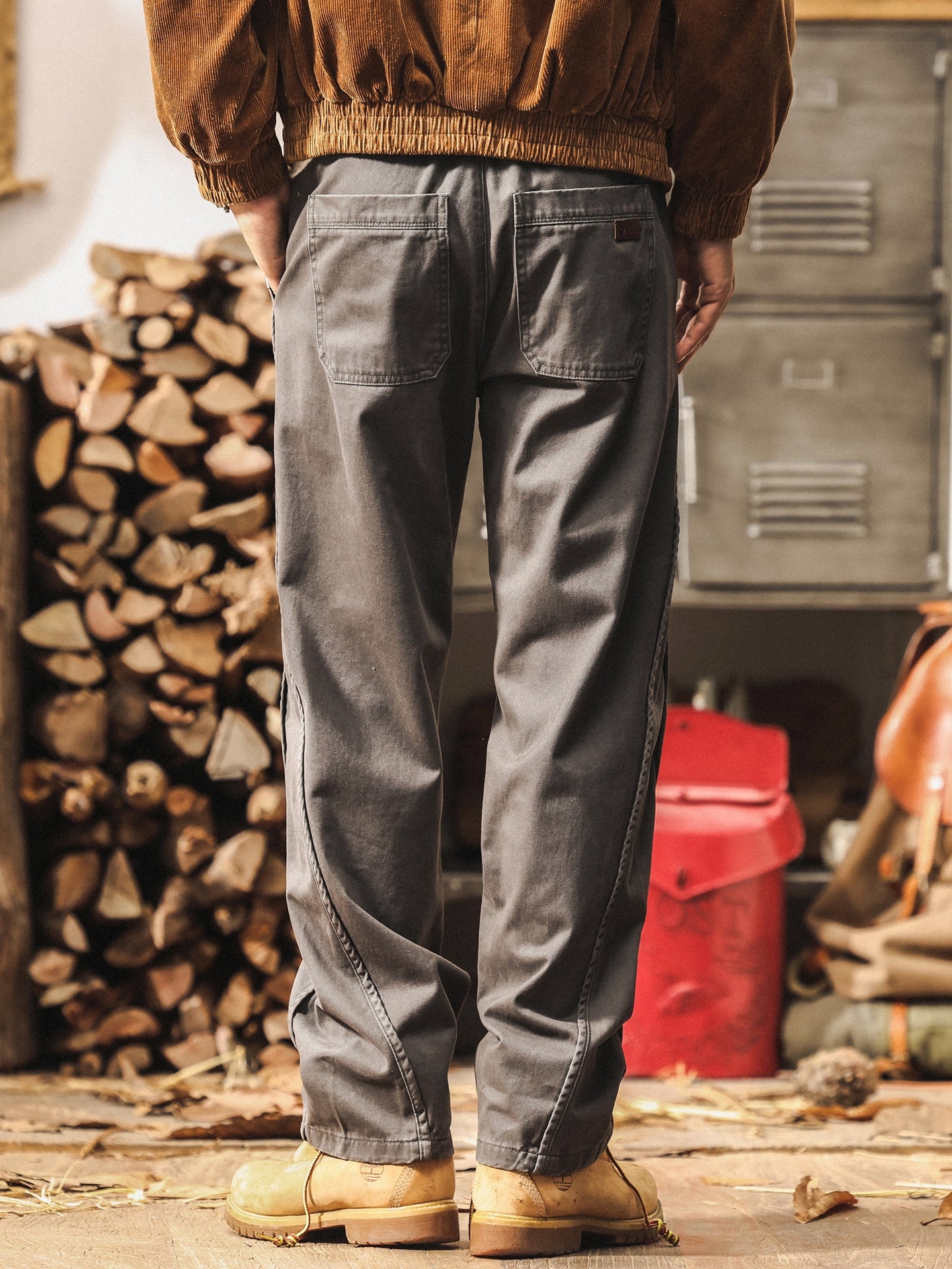 Straight Fit Pants in Washed Charcoal Gray