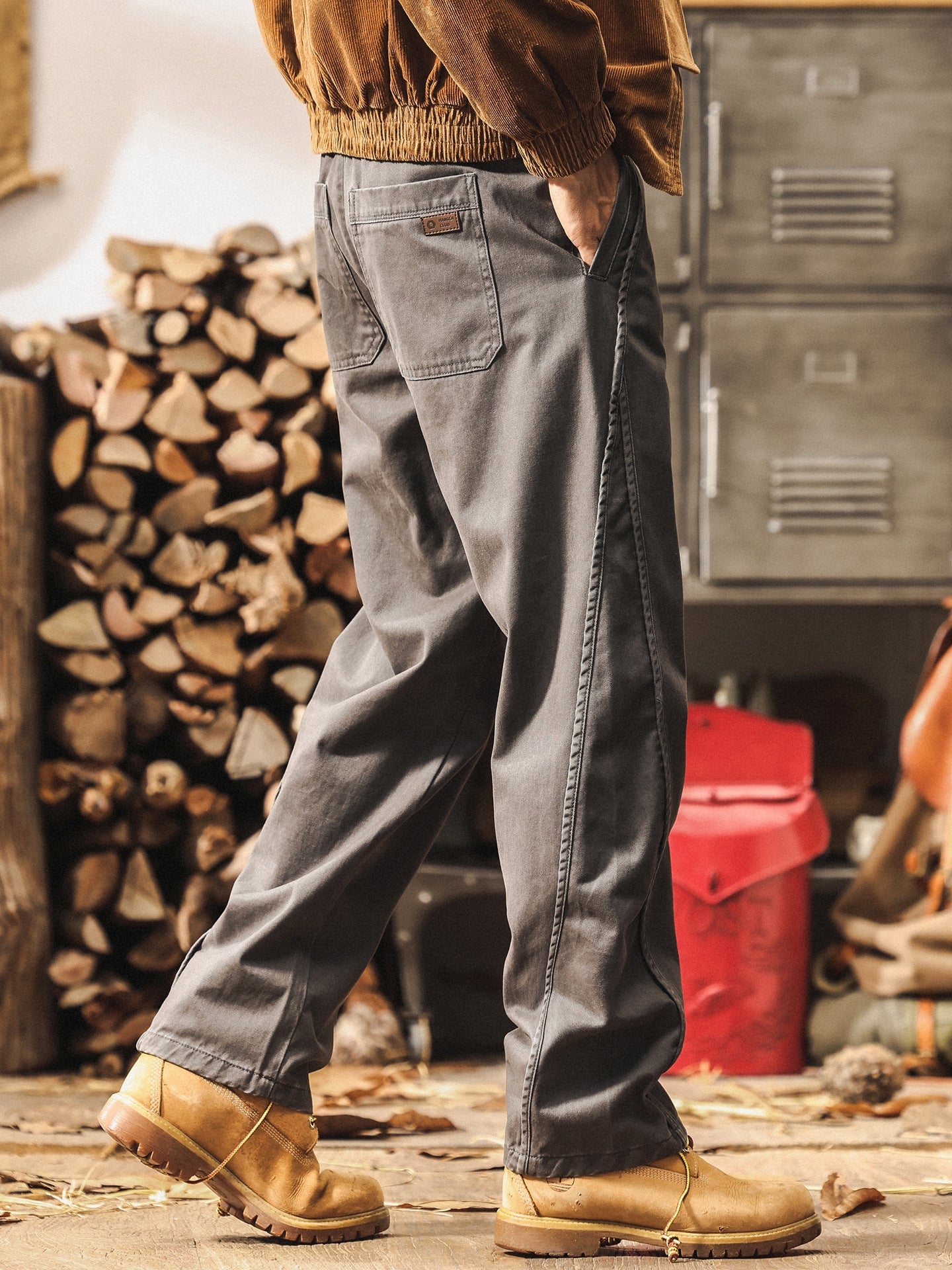 Straight Fit Pants in Washed Charcoal Gray
