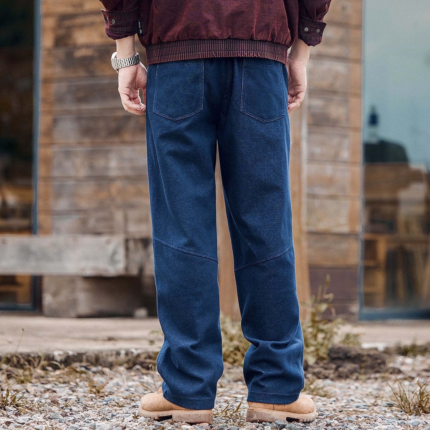 Heavy Knit Sweatpants - DENIM BLUE