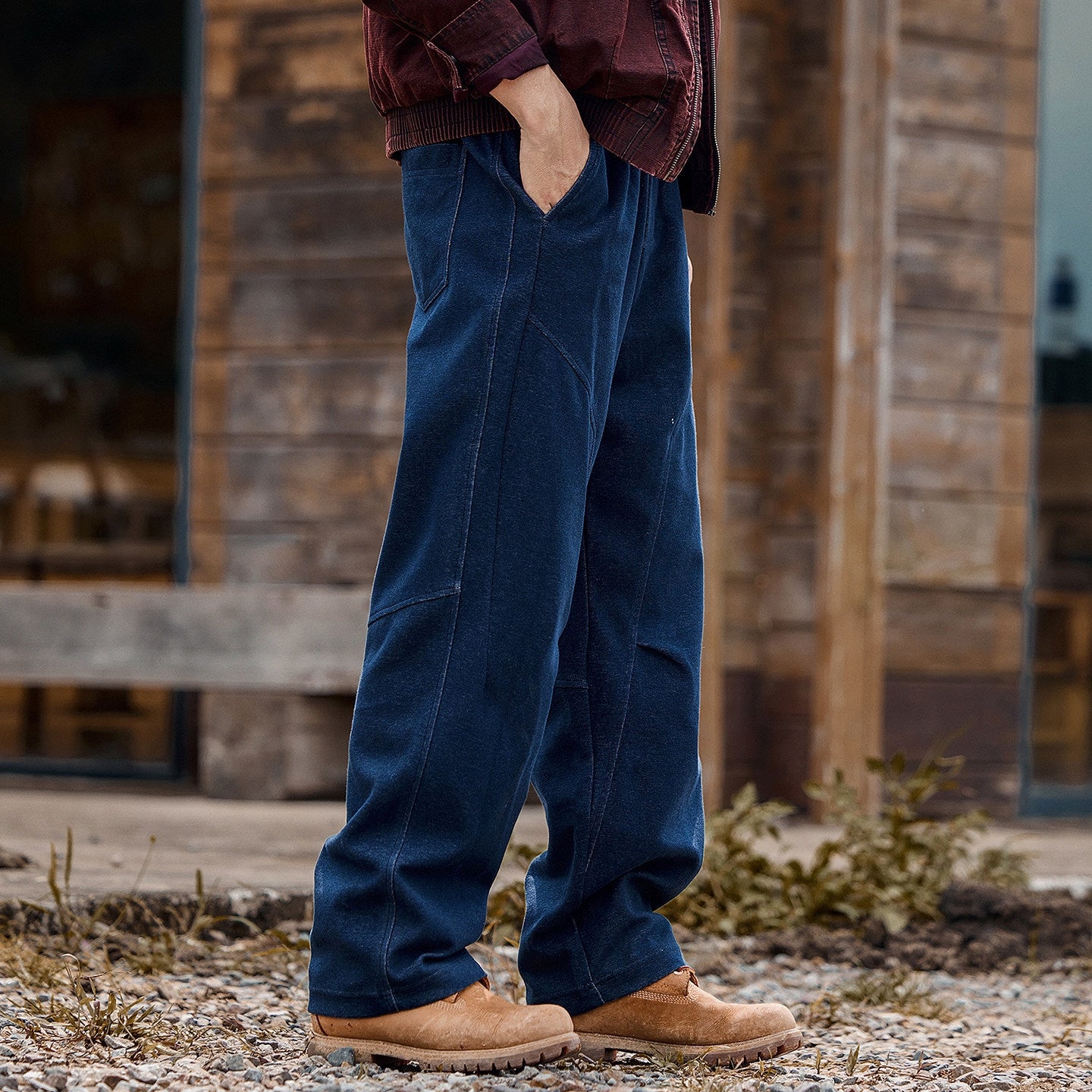 Heavy Knit Sweatpants - DENIM BLUE