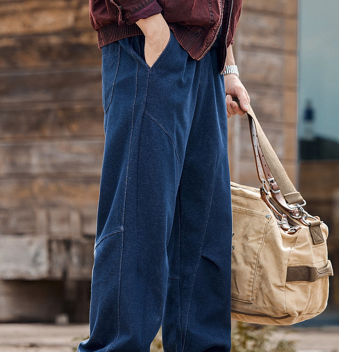 Heavy Knit Sweatpants - DENIM BLUE