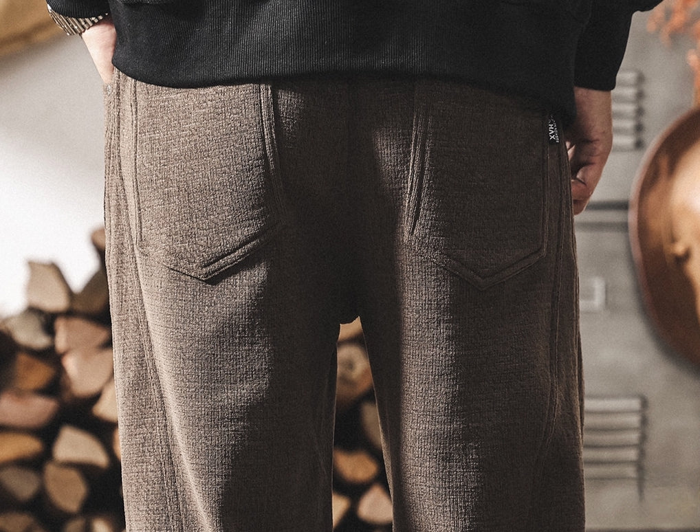 Chenille Thick Sweatpants - BROWN