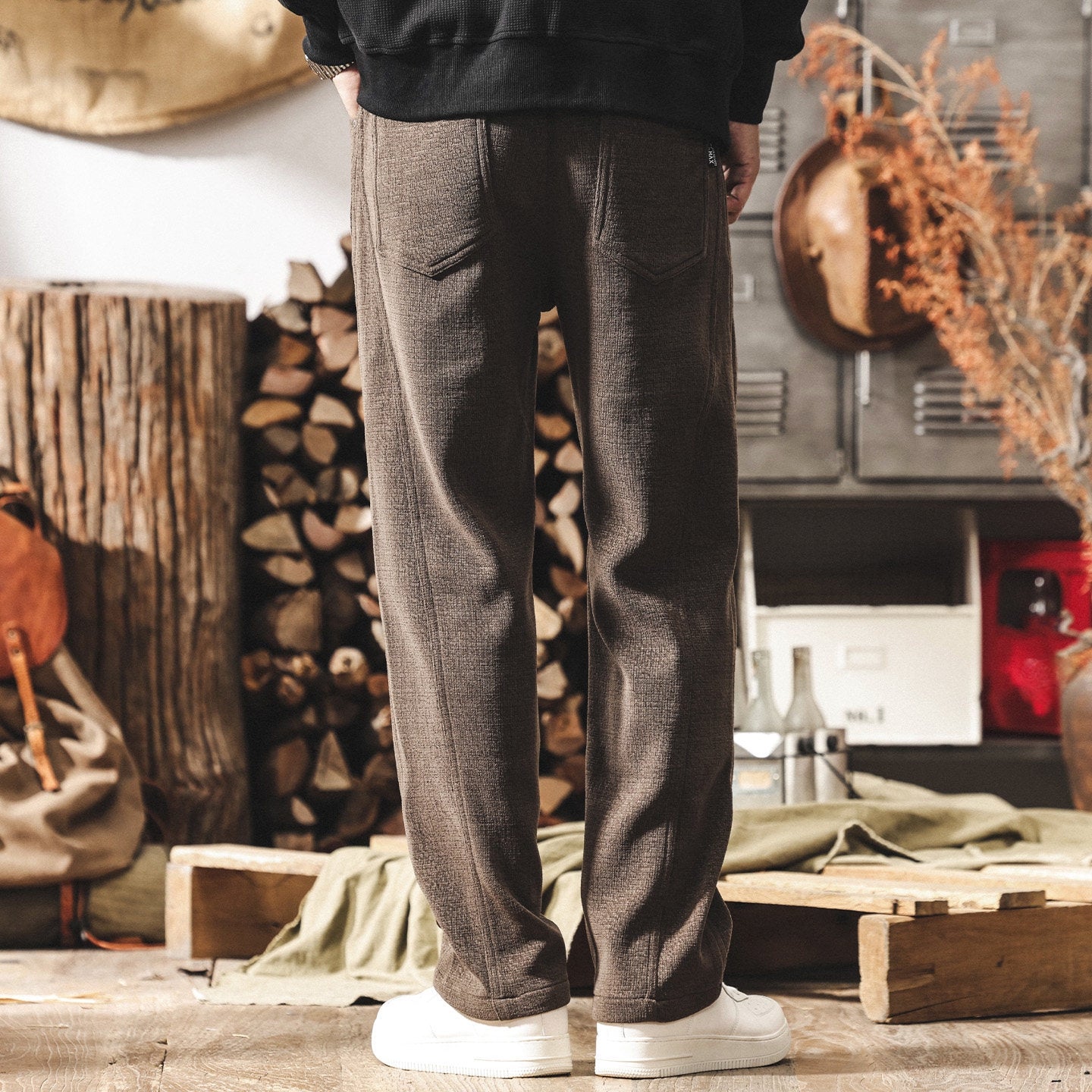 Chenille Thick Sweatpants - BROWN