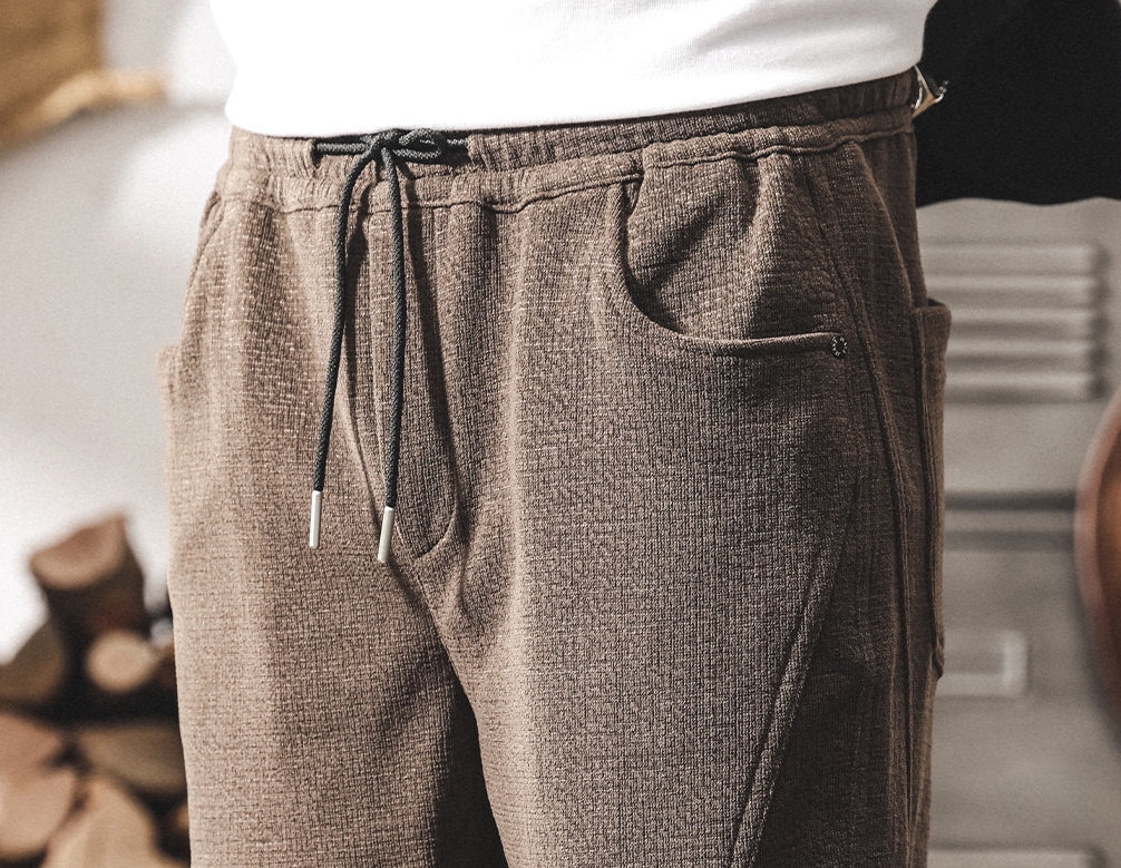 Chenille Thick Sweatpants - BROWN