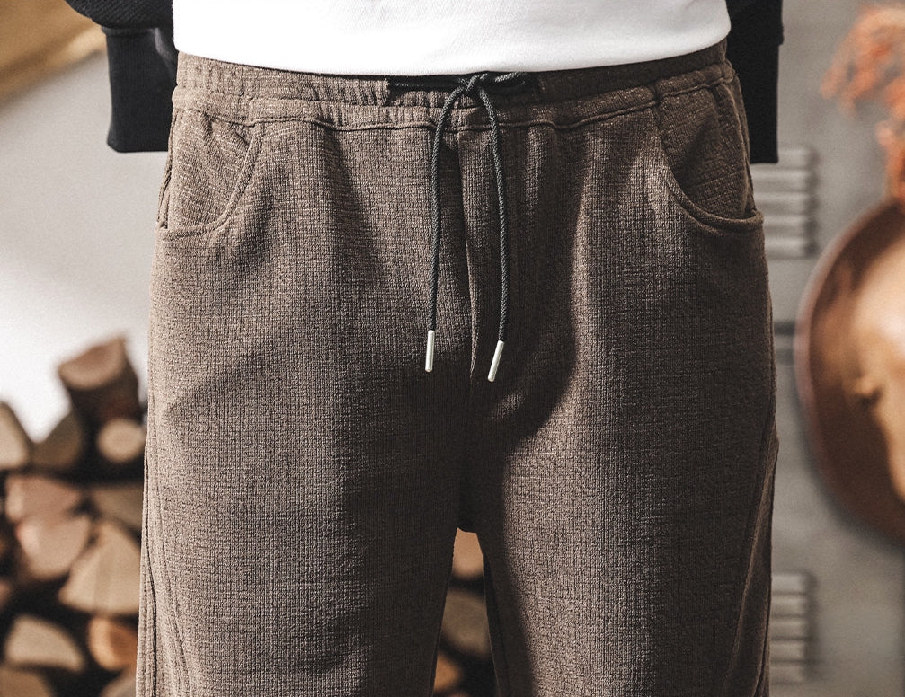Chenille Thick Sweatpants - BROWN