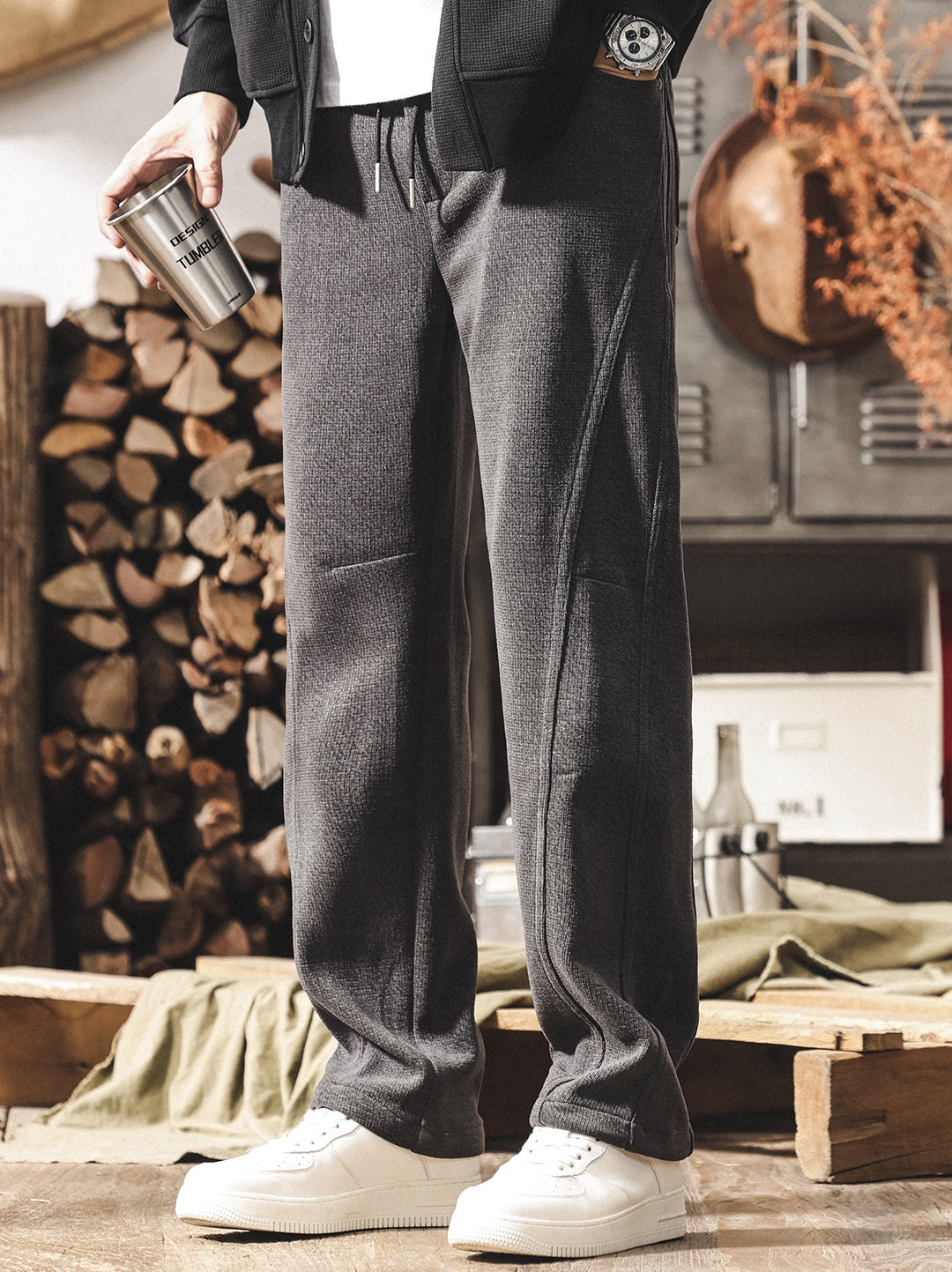 Chenille Thick Sweatpants - DARK GRAY