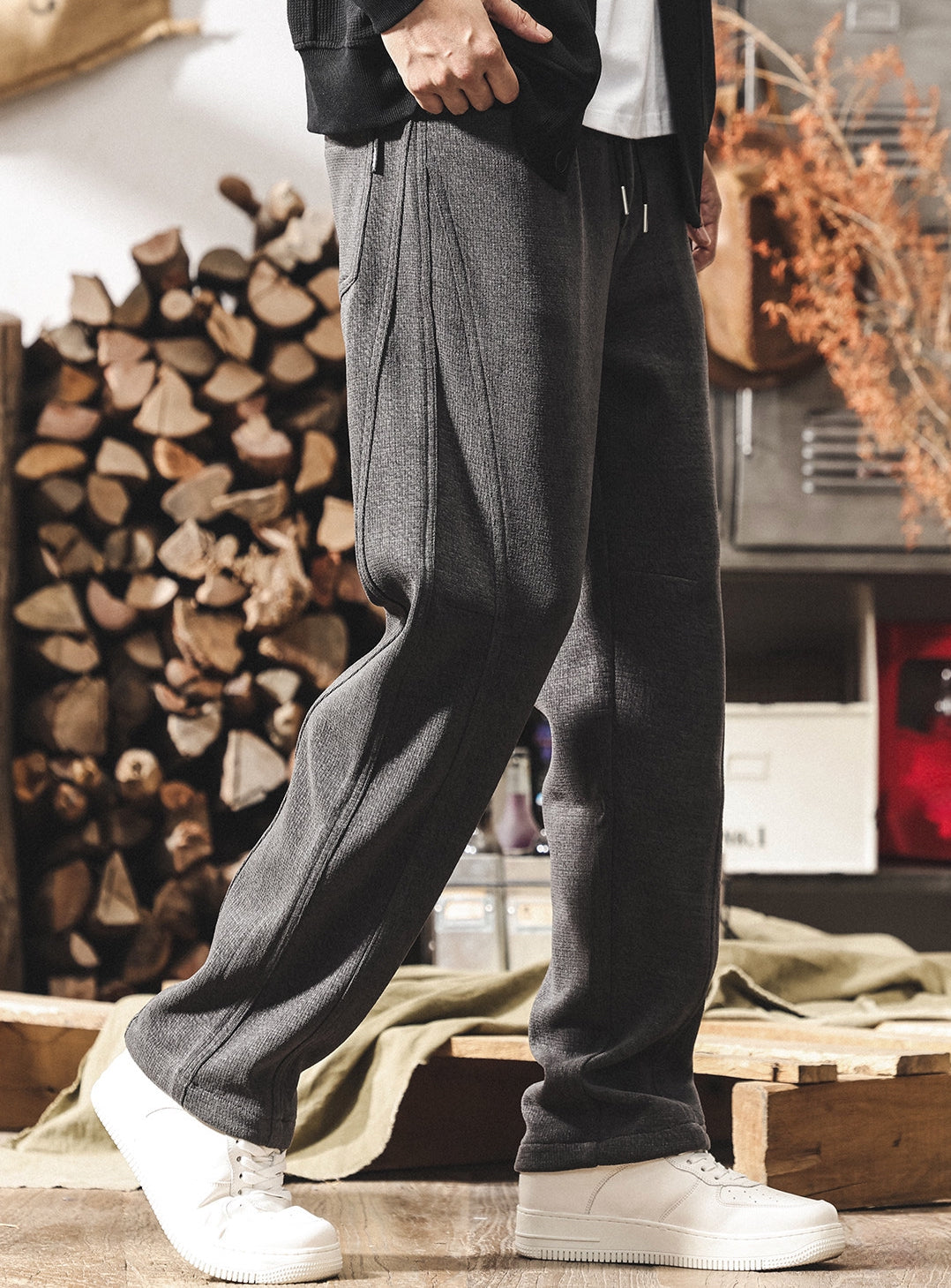 Chenille Thick Sweatpants - DARK GRAY