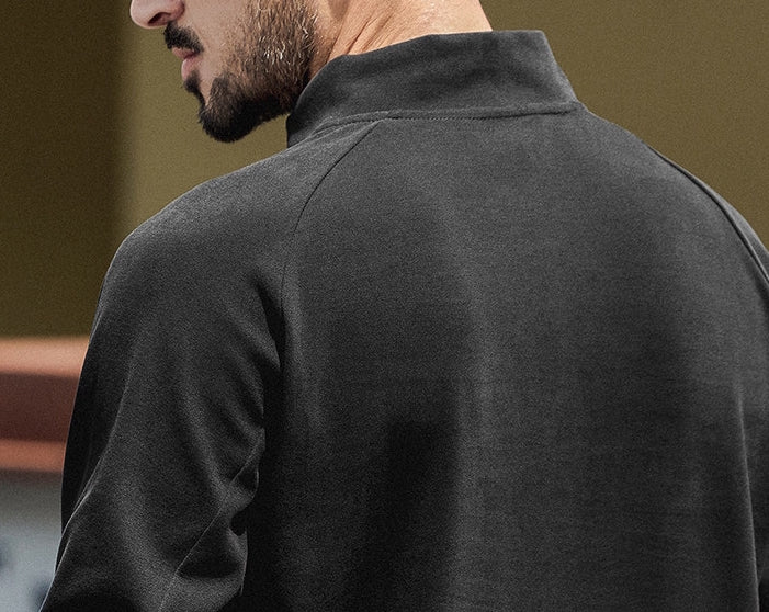 High Neck Sweatshirt  - BLACK