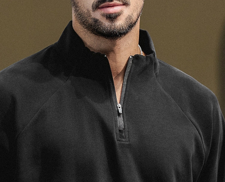 High Neck Sweatshirt  - BLACK