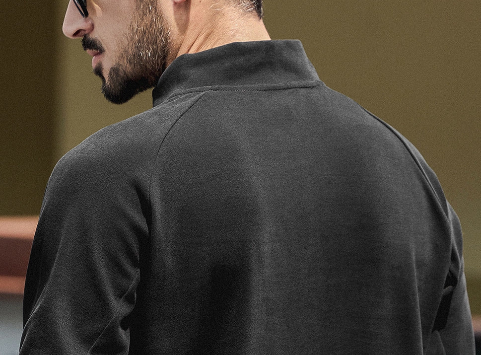 High Neck Sweatshirt  - BLACK